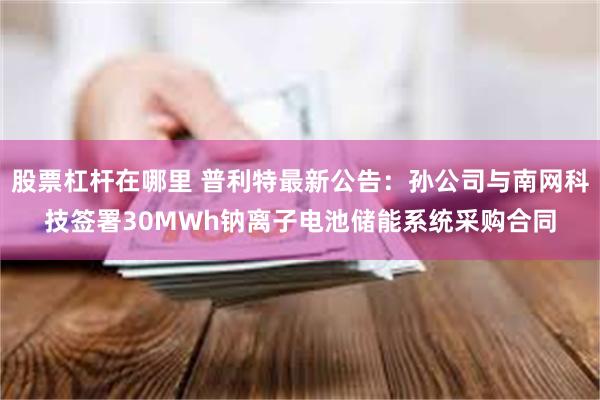 股票杠杆在哪里 普利特最新公告：孙公司与南网科技签署30MWh钠离子电池储能系统采购合同