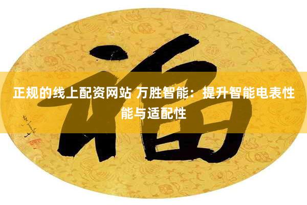正规的线上配资网站 万胜智能:提升智能电表性能与适配性