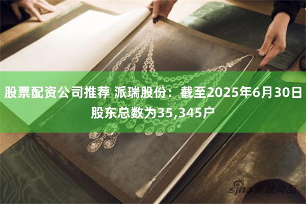 股票配资公司推荐 派瑞股份：截至2025年6月30日股东总数为35,345户