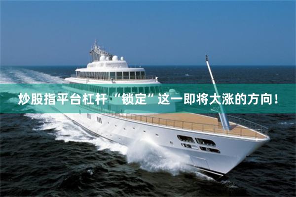 炒股指平台杠杆 “锁定”这一即将大涨的方向！