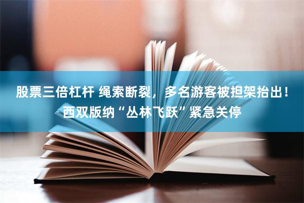 股票三倍杠杆 绳索断裂，多名游客被担架抬出！西双版纳“丛林飞跃”紧急关停